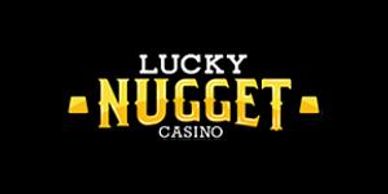 Logo of Lucky Nugget Casino with bold yellow and white text on black background.