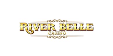 Logo for River Belle Casino with gold and brown lettering.