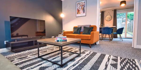 Modern living room with Smart TV.