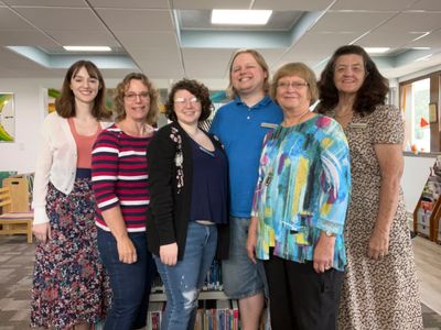 Staff photo of Alli, Allinson, Lily, Tim, Janet (retired) and Jeanine (retired).;