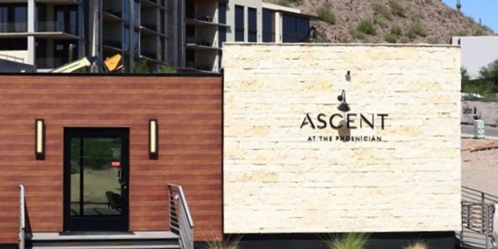 Ascent at The Phoenician monument sign during construction. Monroy Construction installed Site Work.