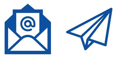 Icons for top of page an envelope and a paper airplane
