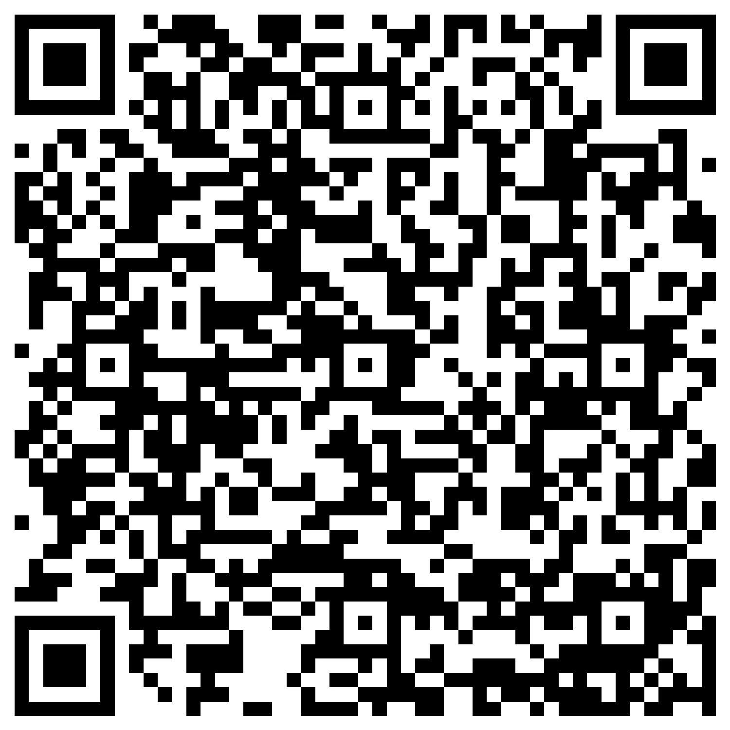 Black and white QR code with pixelated square patterns.