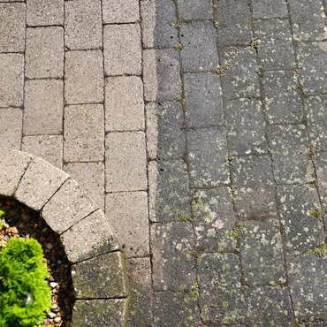 Before and After pressure washing exterior tiles