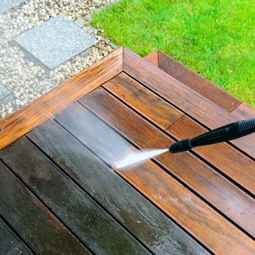 pressure cleaning an exterior deck