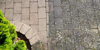 Before and After pressure cleaning exterior tiles