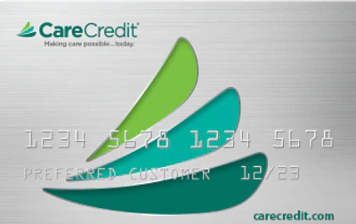 CareCredit card image with embossed numbers.