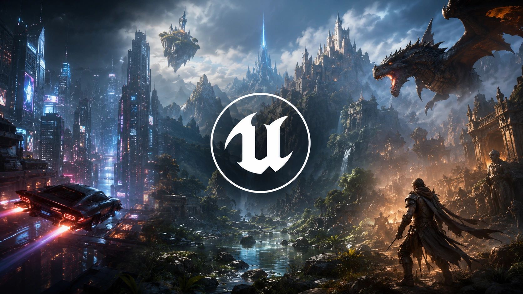 Epic fantasy and sci-fi worlds collide in this Unreal Engine scene.