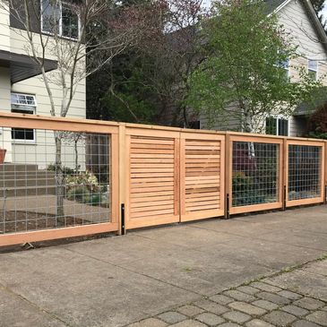 Wire and Cedar Fence and Gate