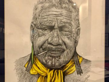 Glenn Howman - Goldie Replica in pencil - Man with the Yellow Scarf