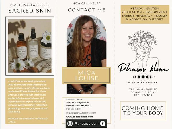 Wellness and skincare by Mica Louise, trauma-informed and plant-based.