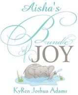 A decorative title page for 'Aisha's Bundle of Joy' with an elephant illustration.