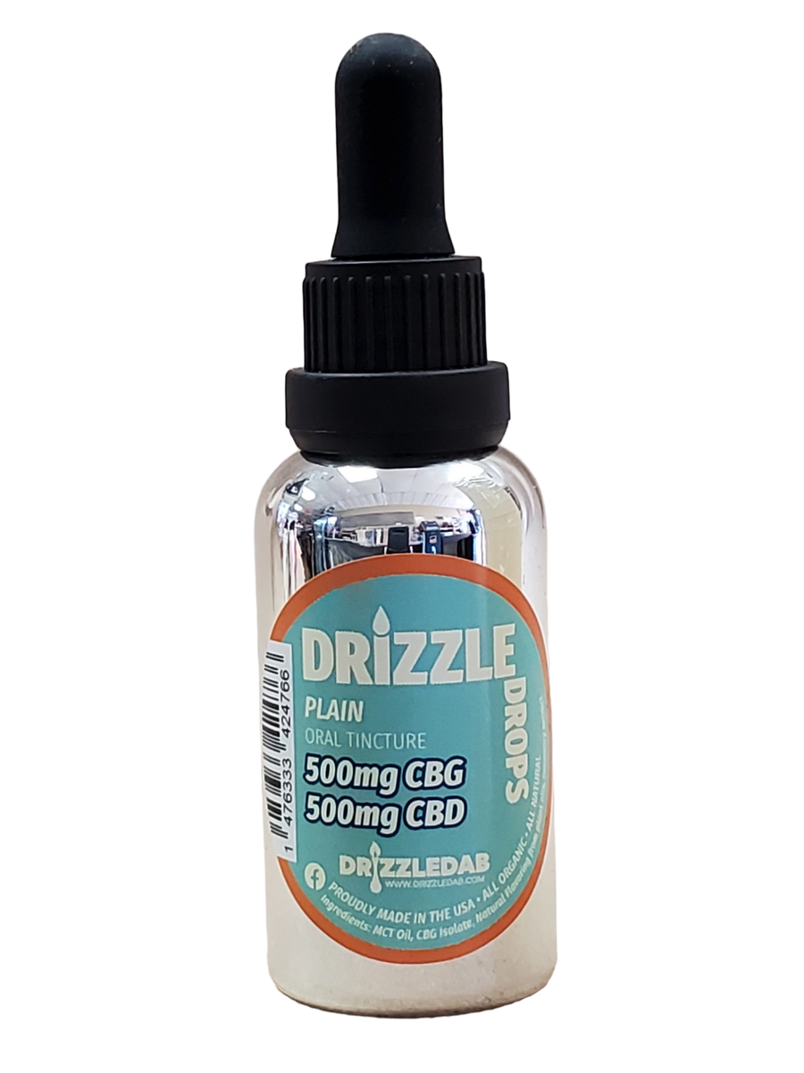 CBG + CBD Drizzle Drops Plain All Natural UnFlavored 500 mg or 