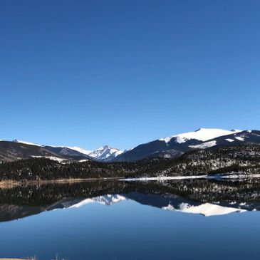 Mirror image of Lake Dillon taken from a car on an iphone