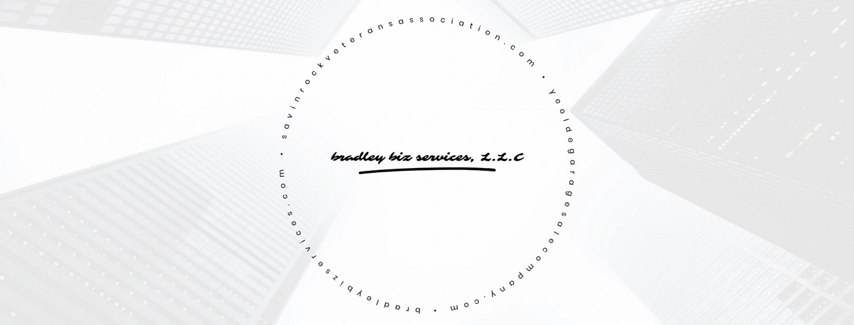 Logo of Bradley Biz Services, LLC with company websites in a circular design.