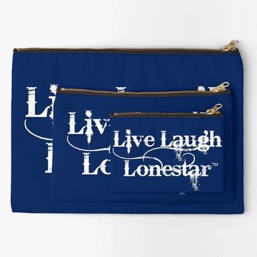 Live Laugh Lonestar (TM) Rustic Font White Navy Zipper Pouch (3 Sizes)