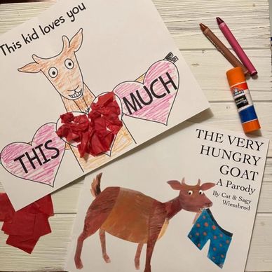 Free Valentine's Day craft for Preschool, Kindergarten, or homeschool. Goat craft for kids. 