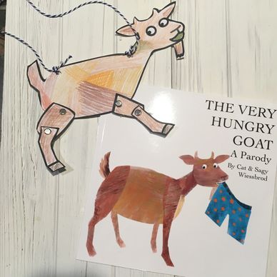 Goat puppet craft for children in preschool, kindergarten, or home school.