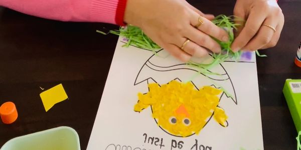 free kids craft for ages 0-8 for chickadoodledoo, spring, chicken craft for fine motor skills