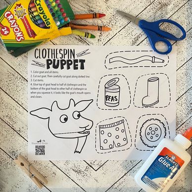 Free Clothespin Puppet Craft for preschool or Kindergarten for The Very Hungry Goat book for kids