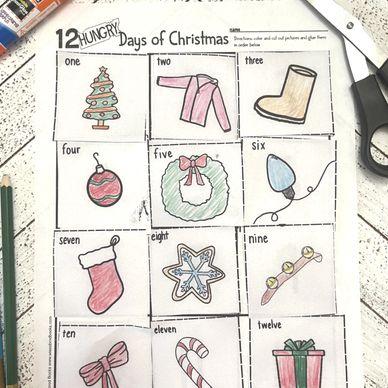 Free Christmas Craft 12 Hungry Days of Christmas for Preschool, kindergarten, or homeschool 