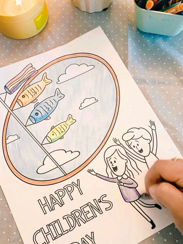 Free coloring sheet to celebrate children's day in May