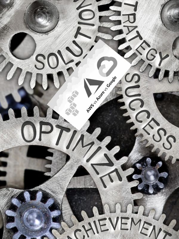 Interlocking gears symbolizing strategy, success, and optimization with cloud platform logos.