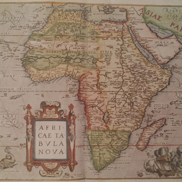 Antique map of Africa titled 'Africae Tabula Nova'.