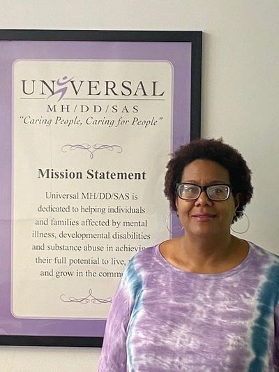 Ingrid Freeman with IDD and Mental Health Services mission statement