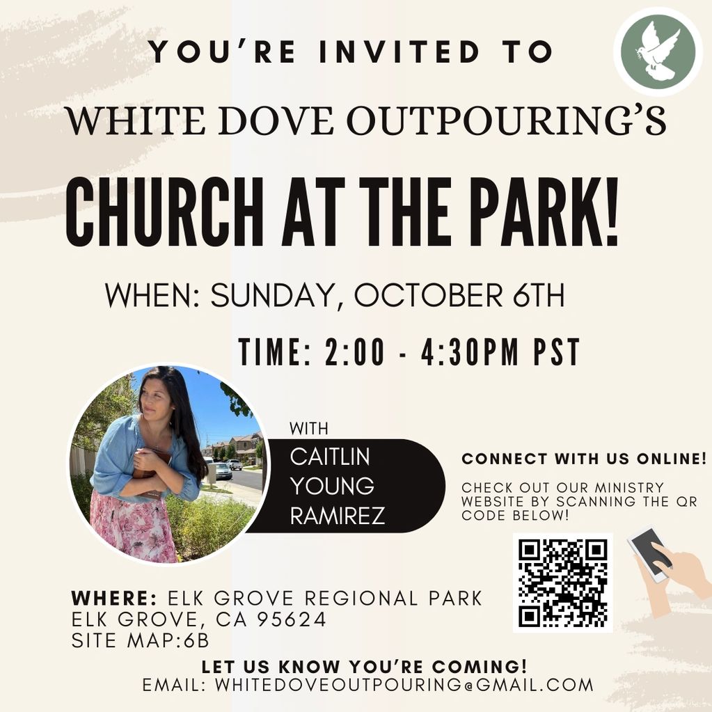 You're invited to Church at the Park on Sunday, October 6th!
2PM - 4PM PST, come and bring a friend!