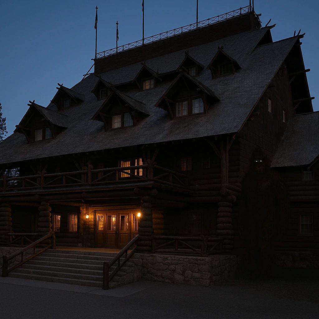 Sasquatch hiding near Old Faithful Inn at Yellowstone Park