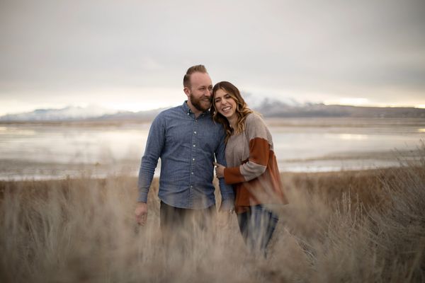 Swansea Wales Wedding photographer photographs young Salt Lake City couple by the Great Salt Lake in