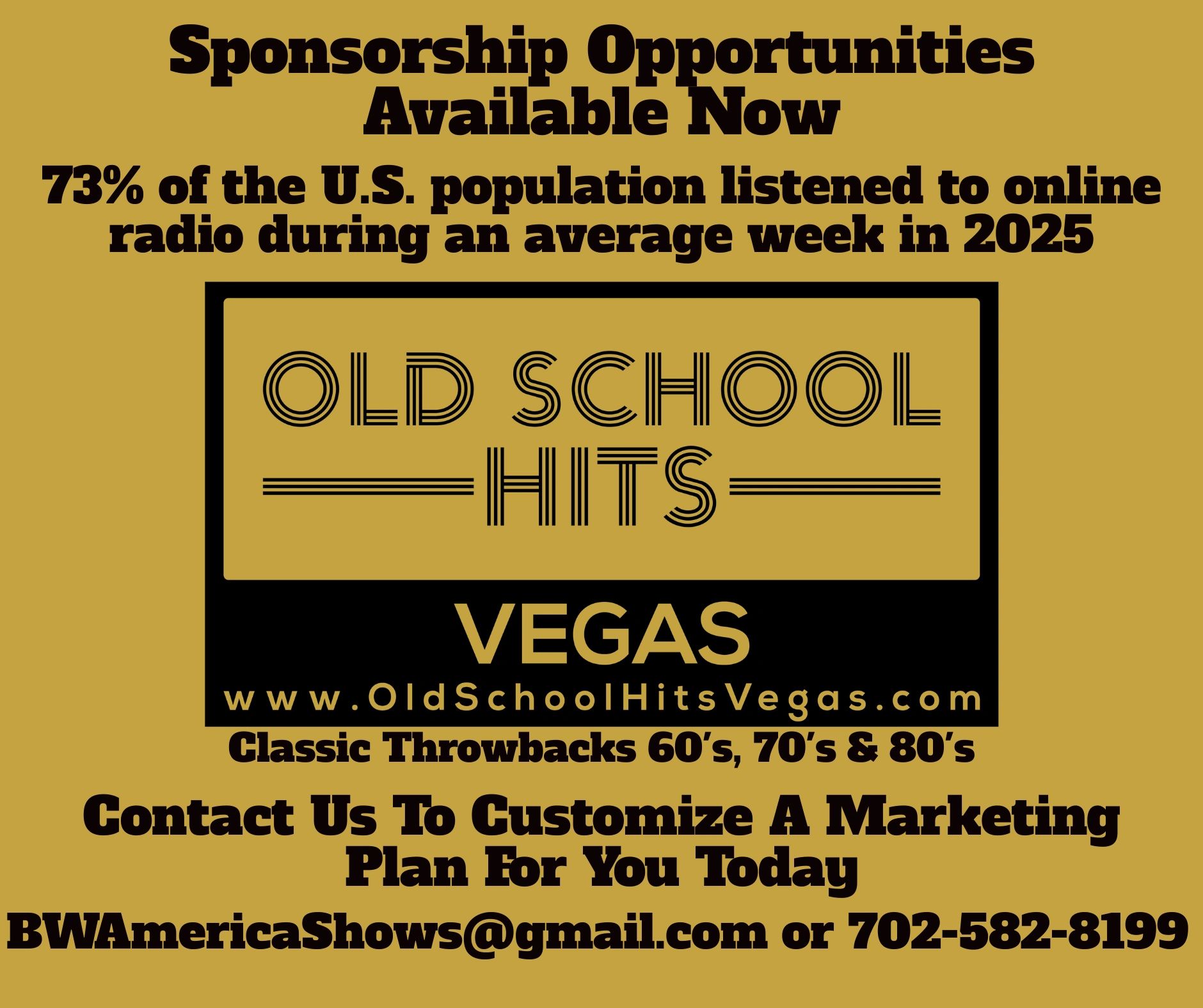 Sponsorship opportunities for Old School Hits Vegas radio station available now.