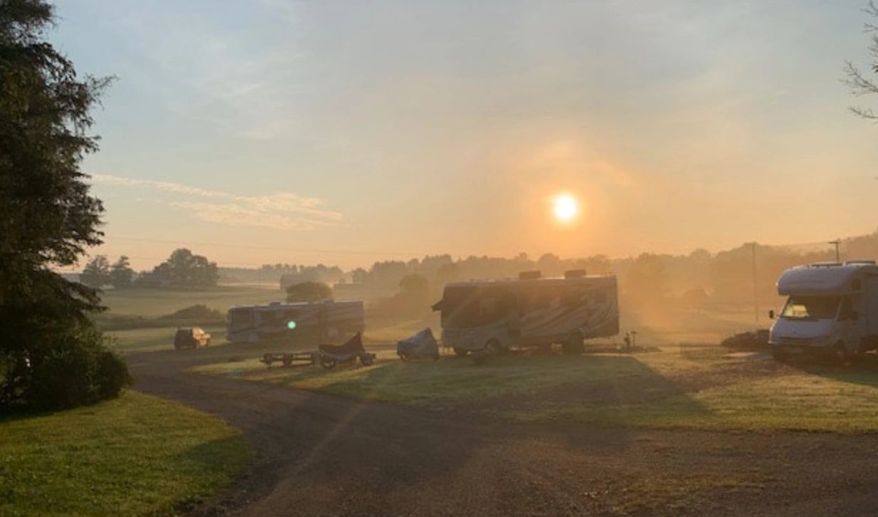 Camper and RV misty morning in Cooperstown