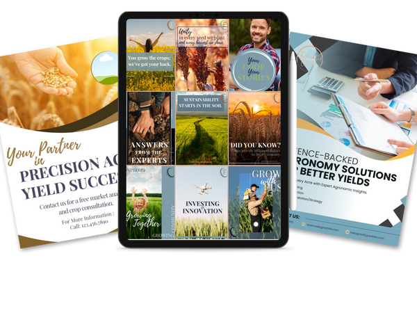 Customizable ag social media posts and flyers.
