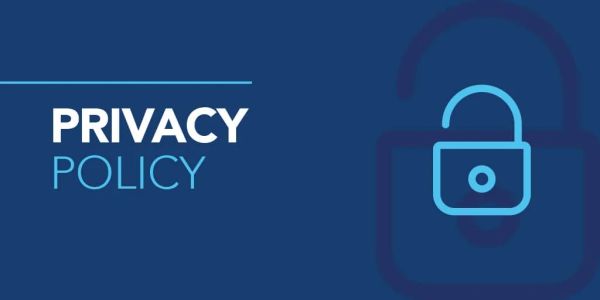 Privacy policy text with a lock icon.