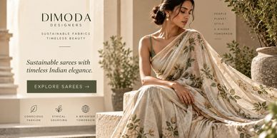 Sustainable saree in timeless Indian elegance.