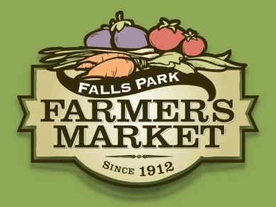 Falls Park Farmers Market logo with vegetables and since 1912 text.