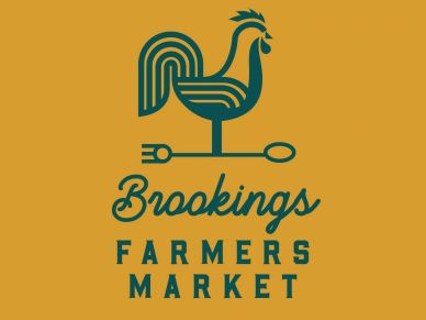 Brookings Farmers Market logo with a rooster and utensils.
