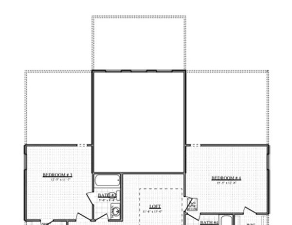 Architectural floor plan showing bedrooms, bathrooms, and a loft area.