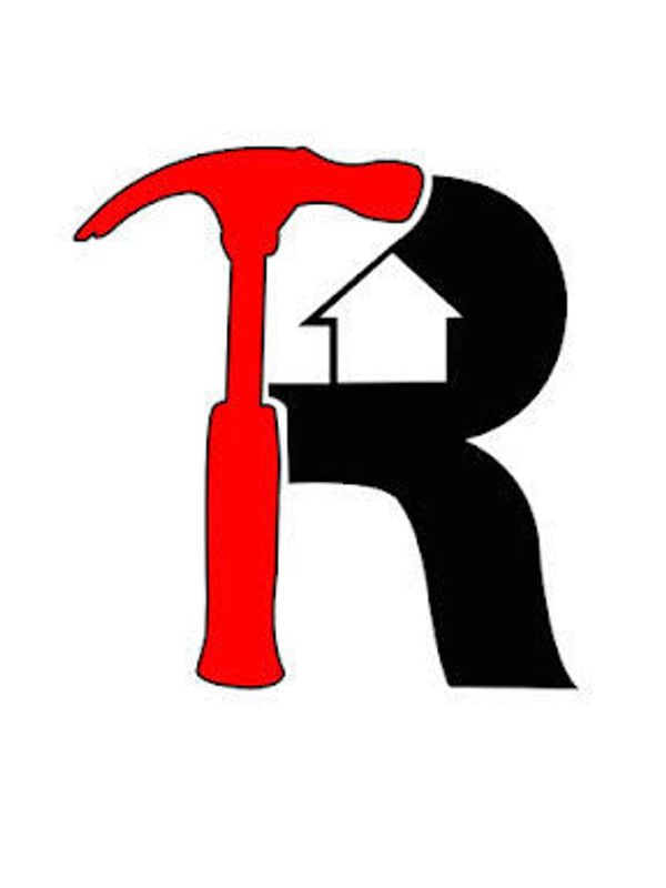 Logo combining a hammer and the letter R with a house symbol.