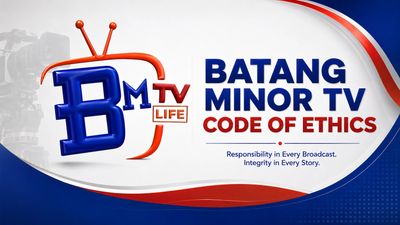Logo and code of ethics for Batang Minor TV with emphasis on responsibility and integrity.