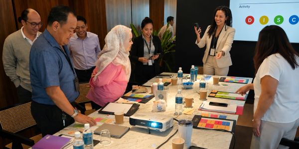 People engaged in a lively meeting or workshop.