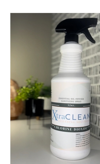 Spray bottle of chlorine dioxide