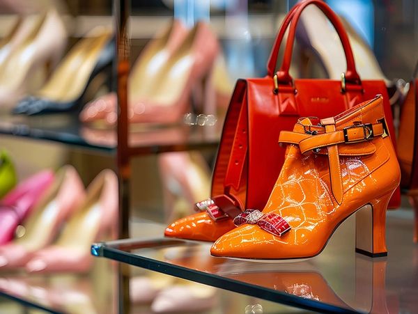 Designer Shoes and Purse on Store Display