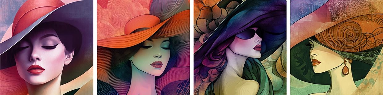 Fashionable women wearing fancy hats