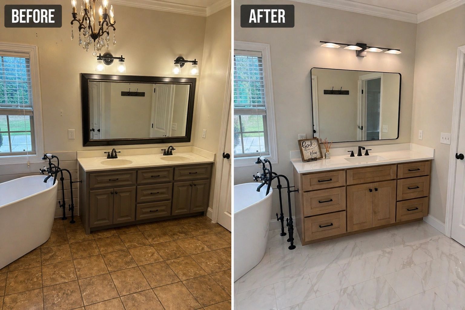 Bathroom remodel with modern updates.