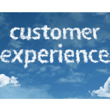 Words 'customer experience' formed from clouds in the blue sky.
