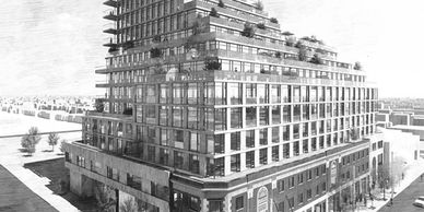 Capital Cond, Toronto
All columns, and fascia by U-Kon facade systems, and clad with Dekton.