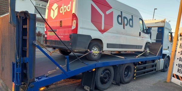 Van recovery being towed in Southampton